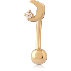 GOLD PVD 18K COATED SURGICAL STEEL GRADE 316L JEWELED NAVEL BANANA