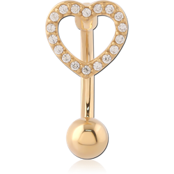 GOLD PVD 18K COATED SURGICAL STEEL GRADE 316L JEWELED NAVEL BANANA