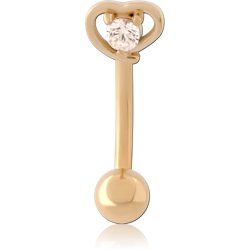 GOLD PVD 18K COATED SURGICAL STEEL GRADE 316L JEWELED NAVEL BANANA