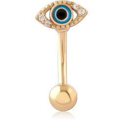 GOLD PVD 18K COATED SURGICAL STEEL GRADE 316L JEWELED NAVEL BANANA