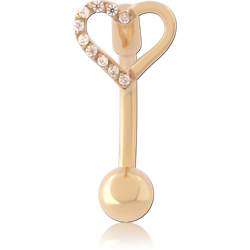 GOLD PVD 18K COATED SURGICAL STEEL GRADE 316L JEWELED NAVEL BANANA