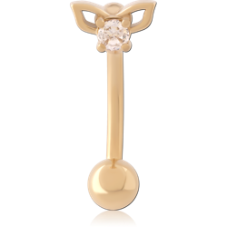 GOLD PVD 18K COATED SURGICAL STEEL GRADE 316L JEWELED NAVEL BANANA