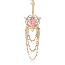GOLD PVD 18K COATED SURGICAL STEEL GRADE 316L JEWELED NAVEL BANANA