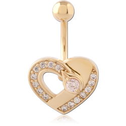 GOLD PVD 18K COATED SURGICAL STEEL GRADE 316L JEWELED NAVEL BANANA