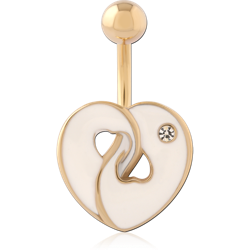 GOLD PVD 18K COATED SURGICAL STEEL GRADE 316L JEWELED NAVEL BANANA
