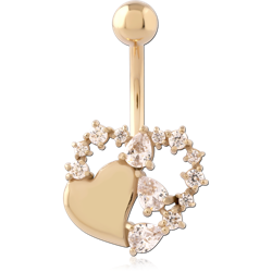 GOLD PVD 18K COATED SURGICAL STEEL GRADE 316L JEWELED NAVEL BANANA