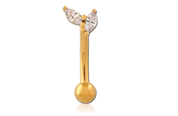 GOLD PVD 18K COATED SURGICAL STEEL GRADE 316L JEWELED FANCY CURVED MICRO BARBELL