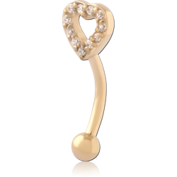 GOLD PVD 18K COATED SURGICAL STEEL GRADE 316L JEWELED FANCY CURVED MICRO BARBELL