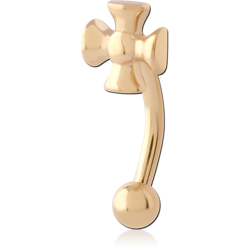 GOLD PVD 18K COATED SURGICAL STEEL GRADE 316L FANCY CURVED MICRO BARBELL