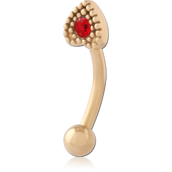 GOLD PVD 18K COATED SURGICAL STEEL GRADE 316L JEWELED FANCY CURVED MICRO BARBELL