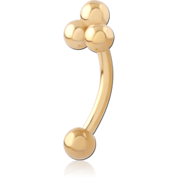 GOLD PVD 18K COATED SURGICAL STEEL GRADE 316L FANCY CURVED MICRO BARBELL