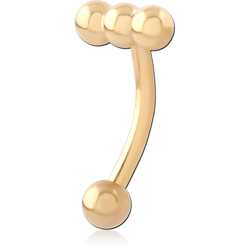 GOLD PVD 18K COATED SURGICAL STEEL GRADE 316L FANCY CURVED MICRO BARBELL