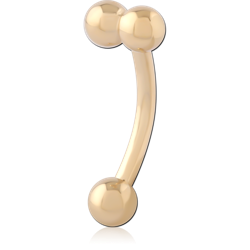 GOLD PVD 18K COATED SURGICAL STEEL GRADE 316L FANCY CURVED MICRO BARBELL