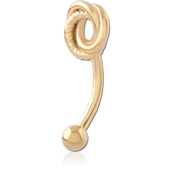 GOLD PVD 18K COATED SURGICAL STEEL GRADE 316L FANCY CURVED MICRO BARBELL