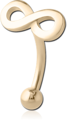 GOLD PVD 18K COATED SURGICAL STEEL GRADE 316L FANCY CURVED MICRO BARBELL - INFINITY