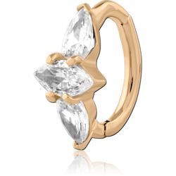 GOLD PVD 18K COATED SURGICAL STEEL GRADE 316L JEWELED  BELLY CLICKER
