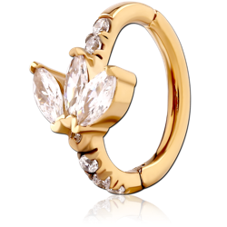 GOLD PVD 18K COATED SURGICAL STEEL GRADE 316L JEWELED  BELLY CLICKER