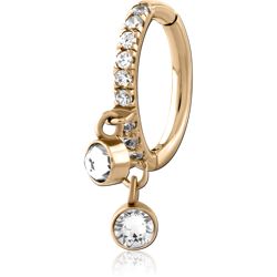 GOLD PVD 18K COATED SURGICAL STEEL GRADE 316L JEWELED  BELLY CLICKER