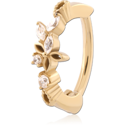 GOLD PVD 18K COATED SURGICAL STEEL GRADE 316L JEWELED BELLY CLICKER