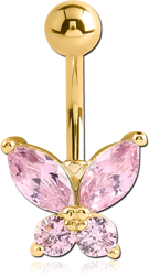 GOLD PLATED BASE METAL JEWELED NAVEL BANANA