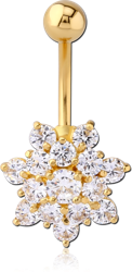 GOLD PLATED BASE METAL PRONG SET CZ JEWELED NAVEL BANANA