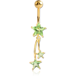 GOLD PLATED BASE METAL JEWELED STARS NAVEL BANANA