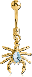 GOLD PLATED BASE METAL JEWELED SCORPION NAVEL BANANA