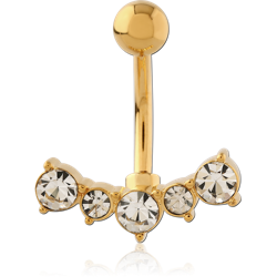 GOLD PVD COATED BASE METAL JEWELED NAVEL BANANA