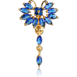 GOLD PLATED BASE METAL REVERSE JEWELED NAVEL BANANA