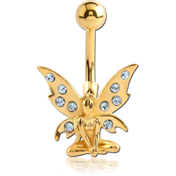 GOLD PLATED BASE METAL JEWELED FAIRY NAVEL BANANA