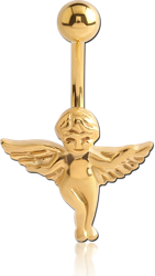 GOLD PLATED BASE METAL CHERUB NAVEL BANANA
