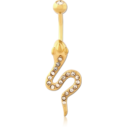 GOLD PVD COATED BASE METAL DOUBLE JEWELED NAVEL BANANA