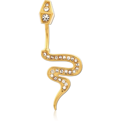 GOLD PVD COATED BASE METAL DOUBLE JEWELED NAVEL BANANA