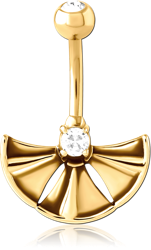 GOLD PVD COATED SURGICAL STEEL GRADE 316L DOUBLE JEWELED NAVEL BANANA