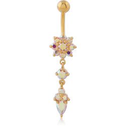 GOLD PVD COATED SURGICAL STEEL GRADE 316L JEWELED NAVEL BANANA