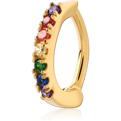 GOLD PVD COATED SURGICAL STEEL GRADE 316L JEWELED BELLY CLICKER