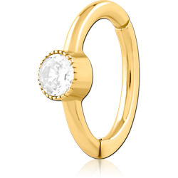 GOLD PVD COATED SURGICAL STEEL GRADE 316L JEWELED BELLY CLICKER