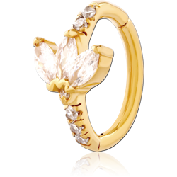 GOLD PVD COATED SURGICAL STEEL GRADE 316L JEWELED BELLY CLICKER