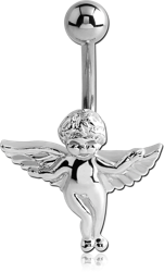 RHODIUM PLATED BASE METALD ANGEL HINGE NAVEL BANANA