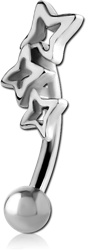 SURGICAL STEEL GRADE 316L FANCY MICRO CURVED BARBELL - THREE STARS