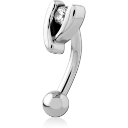 SURGICAL STEEL GRADE 316L JEWELED CURVED MICRO BARBELL