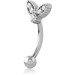 SURGICAL STEEL GRADE 316L JEWELED CURVED MICRO BARBELL