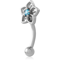 SURGICAL STEEL GRADE 316L JEWELED FANCY CURVED MICRO BARBELL