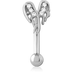 SURGICAL STEEL GRADE 316L JEWELED FANCY CURVED MICRO BARBELL