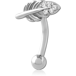 SURGICAL STEEL GRADE 316L JEWELED FANCY CURVED MICRO BARBELL