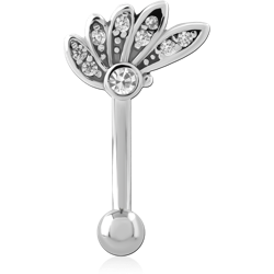 SURGICAL STEEL GRADE 316L JEWELED FANCY CURVED MICRO BARBELL
