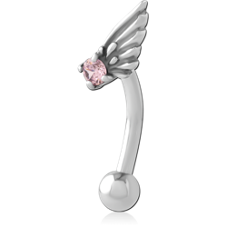 SURGICAL STEEL GRADE 316L JEWELED FANCY CURVED MICRO BARBELL