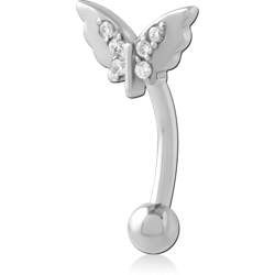 SURGICAL STEEL GRADE 316L JEWELED FANCY CURVED MICRO BARBELL