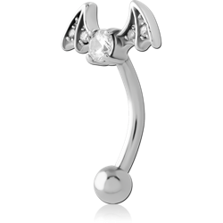 SURGICAL STEEL GRADE 316L JEWELED FANCY CURVED MICRO BARBELL