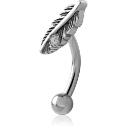SURGICAL STEEL GRADE 316L JEWELED FANCY CURVED MICRO BARBELL